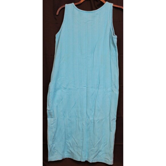 Vtg 1980s Alain Manoukian Dress Women Tank Summer Ribbed Cotton Pockets France - Picture 5 of 7